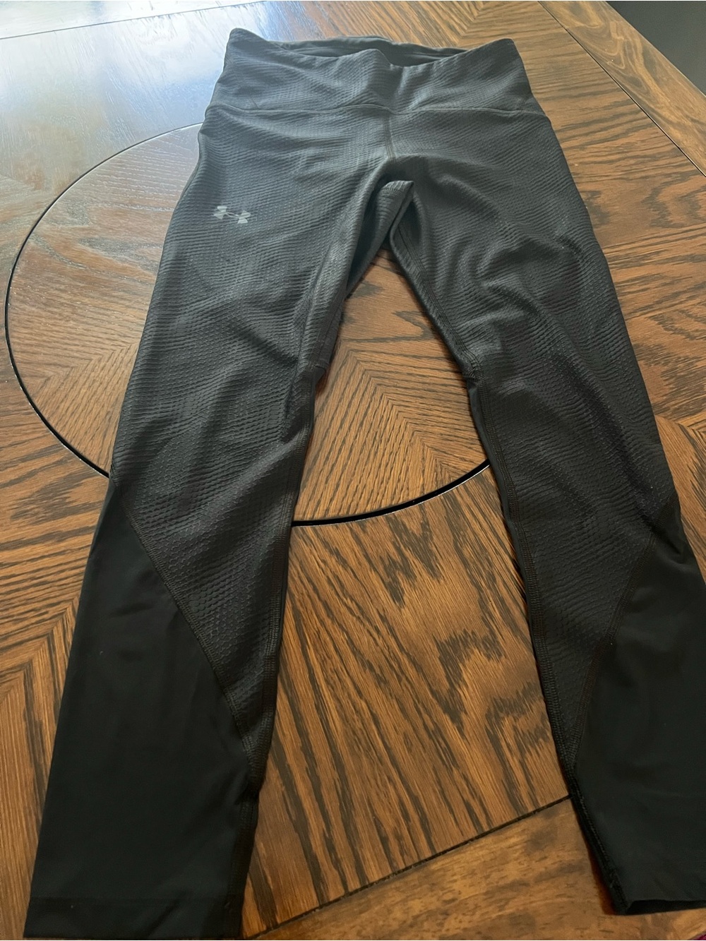Under Armour HeatGear Ankle Leggings Women's L Black Solid Logo Compression #595